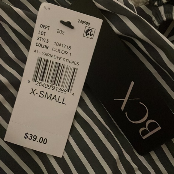 BCX striped puffed balloon sleeve blouse XS - Picture 2 of 2